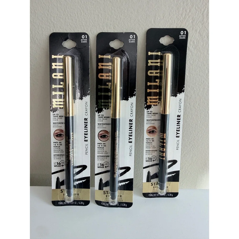Milani Stay Put Eyeliner 3 Pack‎ 0.01oz 01 After Dark Black Waterproof NWT